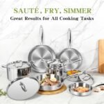 Triple Ply Stainless Steel Pots and Pans Set, EWFEN 12 Piece Induction Cookware Set, Oven Dishwasher Safe | Frying Pans, Saucepans, Saute Pan & Stock Pot, PFOA Free Kitchen Skillet - Image 4