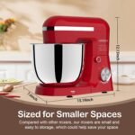 3 in 1 Electric Stand Mixer with 5.5 Quart Bowl, Household Food Mixer 10+p Speeds, Kitchen Tilt-Head Bread Dough and Cake Mixers for Home Daily Use (Red) - Image 3