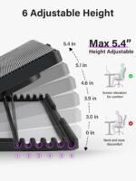 Kootek Laptop Cooling Pad, Laptop Cooler with 5 Quiet Fans for 12"-17" Computer PC Notebook Gaming Laptop Fan, Height Adjustable Laptop Cooling Stand Laptop Accessories (Purple) - Image 4