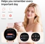 Smart Watches for Women,1.27" HD Fitness Tracker Answer/Make Call, Heart Rate/Sleep/SpO2，Round Smart Watch for iPhone/Samsung/Android,IP68 Waterproof，110+ Sport Mode-Pink(2 Bands) - Image 4