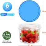 Freezer Storage Containers, [6 Pack-16 Oz] Airtight Plastic Food Storage Containers with Twist Top Lids, Soup, Meal Prep Containers | BPA Free | Stackable | Leakproof | Microwave/Dishwasher Safe - Image 3