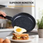 Ammeloo 21-Piece Ceramic Pots and Pans Set Non Stick with Detachable Handles and Egg Frying Pan, Non-Toxic Cookware, Induction Ready, Oven Safe, Stackable for Storage, Black Speckled - Image 4