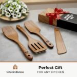 Wooden Spatula for Cooking, Teak Spatulas for Kitchen Use - Wooden Cooking Utensils Set of 4 including Paddle, Turner, Slotted Spurtle and Wood Scraper. Nonstick cookware. - Image 6