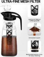Cold Brew Coffee Maker, 70 oz (2100 ml) BPA Free Tritan Pitcher, Iced Coffee Maker and Tea Brewer, 100% Leak-Proof, Easy to Clean Reusable Mesh Filter, Black - Image 4