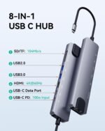 USB C Hub, 8-in-1 USB C Docking Station for Laptop, 4K@60Hz HDMI, 100W PD Charging, SD/TF Card Reader, USB-A 3.0 & USB-C Data Ports for MacBook Pro/Air, iPad, Windows - Image 3