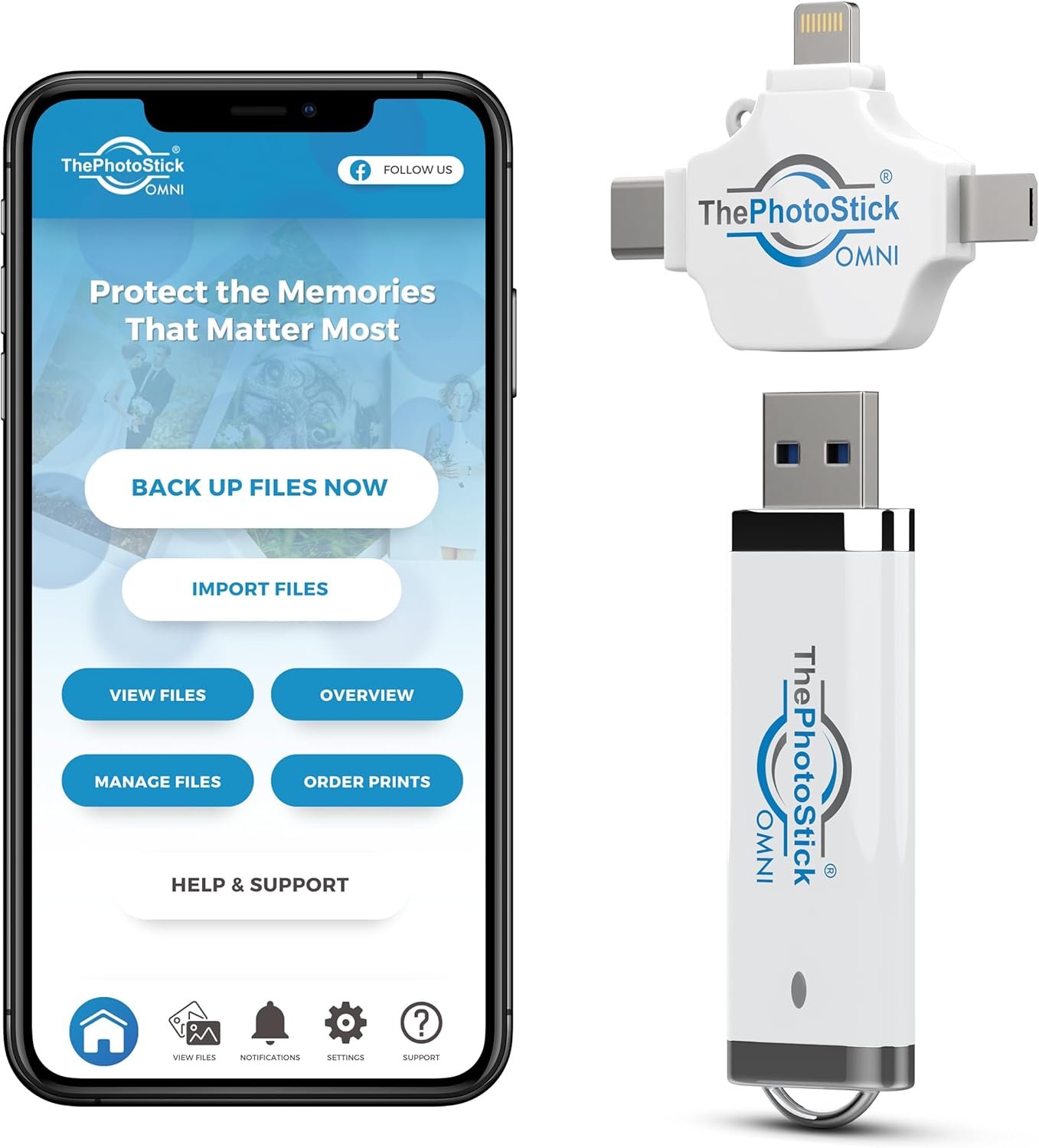 ThePhotoStick® Omni 64GB USB Flash Drive & Memory Stick – Photo & Video Backup for iPhone, Android, Mac & PC – Multiport Connection to Easily Store & Transfer Files - Image 3