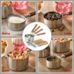 8PCS Measuring Cups, DAJLFA Stainless Steel Measuring Cups and Spoons Set with Ergonomic Wooden Handle for Cooking & Baking - Image 5