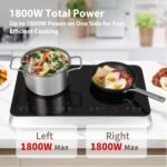 Double Induction Cooktop Burner with Fast Warm-Up Mode, 1800w 2 Burner with 10 Temperature 9 Power Settings, Portable Dual Induction Cooker Cooktop with Child Safety Lock & Time - Image 3