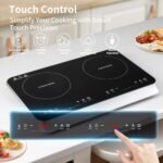 Double Induction Cooktop Burner with Fast Warm-Up Mode, 1800w 2 Burner with 10 Temperature 9 Power Settings, Portable Dual Induction Cooker Cooktop with Child Safety Lock & Time - Image 4