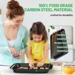 5 Pieces Baking Pans Set, Nonstick Baking Sheet Tray Oven Pans Bakeware Set, Baking Supplies with Round/Square Cake Pan, Muffin Pan, Loaf Pan, Roast Pan, Stackable Baking Sets for Cooking - Image 4