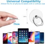 Cell Phone Ring Holder Stand 5 Pack, Transparent Phone Ring Holder Finger Kickstand 360° Degree Rotation Clear Phone Ring Grip Compatible iPhone Cellphone Phone Case (Round) - Image 3