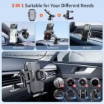 Upgraded 3-in-1 Car Phone Holder Mount [Powerful Suction] Phone Mount for Car Dashboard Air Vent Windshield,for All iPhone Android Phone (Black) - Image 3