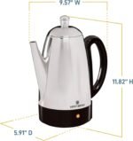 West Bend Electric Percolator Classic Style Coffee Maker with Heat Resistant Handle Base and Detachable Cord with Stainless Steel Stem and Basket, 12-Cup, Silver - Image 3
