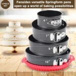 Premium Springform Pan Set - 4, 7, 9, 10 Inches Round Cake Pan set with Removable Bottom for Baking, Nonstick Coating, with Thickened Silicone Cheesecake Pan Protector - Image 3