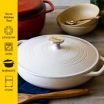 Lodge 3.6 Quart Enameled Cast Iron Round Casserole With Lid– Dual Handles – Oven Safe up to 500° F or on Stovetop - Use to Marinate, Cook, Bake, Refrigerate and Serve – Oyster White - Image 4