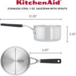 KitchenAid 71018 Stainless Steel Saucepan with Pour Spouts, 1 Quart - Brushed Stainless Steel - Image 3