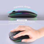 Wireless Bluetooth Mouse – Rechargeable, Silent, Dual Mode (Bluetooth 5.2 & USB) with LED Lights – Portable for Laptop, Desktop, & Tablet(Black) - Image 5