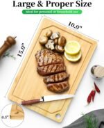 Kitsure Bamboo Cutting Board - Multi-Sizes Wooden Cutting Boards for Kitchen, Convenient Kitchen Essentials with Deep Juice Grooves， Cutting Board for Chopping & Serving, Large, Natural - Image 3