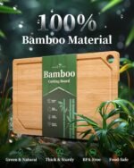 Kitsure Bamboo Cutting Board - Multi-Sizes Wooden Cutting Boards for Kitchen, Convenient Kitchen Essentials with Deep Juice Grooves， Cutting Board for Chopping & Serving, Large, Natural - Image 4