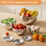 Mixing Bowls with Lids Set, 6 PCS Stainless Steel Mixing Bowls with 3 Grater Attachments, Kitchen Food Storage Organizers Nesting Mixing Bowl, Large Size 4.5, 3.5, 2.1, 1.5, 1.1, 0.7QT - Image 3