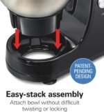 Hamilton Beach Electric Stand Mixer, 4 Quarts, Dough Hook, Flat Beater Attachments, 7 Speeds, Whisk, Stack & Scrape Bowl Scraper, Black - Image 4