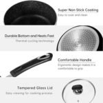 Nonstick Saucepan Set with Lid, Non Stick 1Qt & 2Qt Sauce Pan Set with Glass Lid Small Pot for Home Kitchen - Image 4