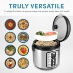 Aroma Housewares Professional Plus ARC-5000SB 20 Cup (Cooked) Digital Rice Cooker, Food Steamer, Slow Cooker, Stainless Exterior/Nonstick Pot, Silver, Black, 10-cup uncooked/20-cup cooked/4QT - Image 3