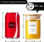 12 Pcs Glass Spice Jars with Bamboo Airtight Lids & 201 Labels - 8oz Small Empty Food Storage Containers for Kitchen, Seasonings, Herbs, Salt - Image 3