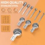 Stainless Steel Measuring Cups & Spoons Set for Cooking and Baking, Nesting Measuring Cups Measuring Spoons for Measuring Dry or Liquid Ingredients, Kitchen Gadgets, 10Pack - Image 3
