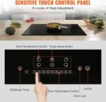 VEVOR Built-in Induction Electric Stove Top 30 Inch,5 Burners Electric Cooktop,9 Power Levels & Sensor Touch Control,Easy to Clean Ceramic Glass Surface,Child Safety Lock,240V - Image 4