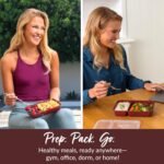 Bentgo Prep - 20-Piece 2-Compartment Reusable Meal Prep Containers with Lids, PFAS & BPA Free Materials, Durable, Microwave, Freezer, & Dishwasher Safe To Go Food Storage (Burgundy) - Image 4