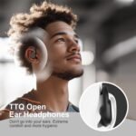 TTQ Open Ear Headphones, Bluetooth 5.3 Open Ear True Wireless Earbuds, Sports Earbuds with Earhooks, 60H Playtime, Wireless Charging Case & LED Display, IP66, Running Workout (Black) - Image 3