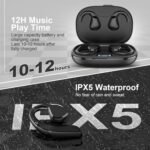 TTQ Open Ear Headphones, Bluetooth 5.3 Open Ear True Wireless Earbuds, Sports Earbuds with Earhooks, 60H Playtime, Wireless Charging Case & LED Display, IP66, Running Workout (Black) - Image 6