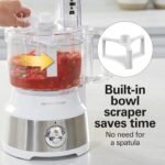 Hamilton Beach Food Processor & Vegetable Chopper for Slicing, Shredding, Mincing, and Puree, 10 Cups + Easy Clean Bowl Scraper, White and Stainless Steel (70733) - Image 3
