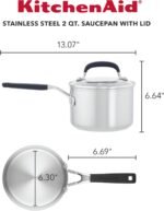 KitchenAid Stainless Steel Saucepan with Measuring Marks and Lid, 2 Quart, Brushed Stainless Steel - Image 3