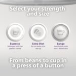 Philips Baristina Espresso Machine - Real espresso, made simple. Compact coffee machine, natural white with white portafilter, 16 bar pump pressure, automatic grinder, Cafe Crema (BAR300/00) - Image 4