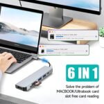 USB-C Hub - 6-in-1 Multi-Functional Dock Features a 4K HDMI Port, a 100W PD Port, Two USB-A Ports, and an SD/TF Card Slot, Compatible with Devices Such as MacBook Pro, Air, iPad, Pro, and XPS. - Image 3