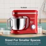 HOWORK Electric Stand Mixer,10+p Speeds Kitchen Mixer With 6.5QT Stainless Steel Bowl,Dough Hook, Wire Whip & Beater,for Most Home Cooks (Red) - Image 3