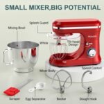 HOWORK Electric Stand Mixer,10+p Speeds Kitchen Mixer With 6.5QT Stainless Steel Bowl,Dough Hook, Wire Whip & Beater,for Most Home Cooks (Red) - Image 4