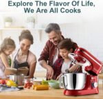 HOWORK Electric Stand Mixer,10+p Speeds Kitchen Mixer With 6.5QT Stainless Steel Bowl,Dough Hook, Wire Whip & Beater,for Most Home Cooks (Red) - Image 6