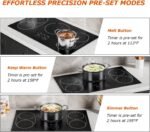 36 Inch Induction Cooktop 5 Burners, Flat Glass Top Electric Stove Hob with Bridge-SYNC, 3 Preset Modes Booster, Timer, Pause, Child Lock, Drop in, 208~240V/50A, Black - Image 3