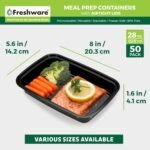 Freshware Meal Prep Containers [50 Pack] 1 Compartment Food Storage Containers with Lids, Bento Box, BPA Free, Stackable, Microwave/Dishwasher/Freezer Safe (28 oz) - Image 5