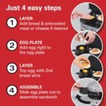 Hamilton Beach Dual Breakfast Sandwich Maker with Timer, Ready in 5 Minutes, Removable Dishwasher Safe PFAS-Free Non-Stick Egg Cooker Ring, Silver (25490MNA) - Image 5