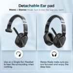 Trucker Bluetooth Headset, Wireless Headsets with Noise Cancelling Microphone, Long Battery Life Bluetooth Headphones with Detachable Earpad/Single+Dual Mode for Office/Driving/Home - Image 3