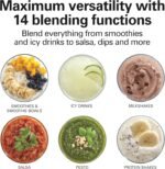 Hamilton Beach Wave Crusher Blender For Smoothies With 40 Oz Glass Jar and 14 Functions, Ice Sabre Blades & 700 Watts for Consistently Smooth Results, Black + Stainless Steel (54221) - Image 3