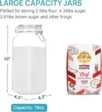 Vtopmart 78oz Glass Food Storage Jars with Airtight Clamp Lids, 3 Pack Large Kitchen Canisters for Flour, Cereal, Coffee, Pasta and Canning, Square Mason Jar with 8 Chalkboard Labels - Image 3