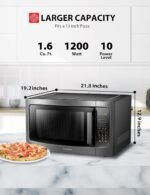 TOSHIBA ML-EM45P(BS) Countertop Microwave Oven with Smart Sensor and 13.6" Removable Position Memory Turntable, Sound On/Off Function, 1200W, 1.6 Cu.ft, Black Stainless Steel - Image 3