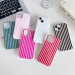 Yeddabox for iPhone 14 Case Cute Striped Phone Case Soft TPU Slim Shockproof Phone Cover for Women Girls, Blue and White - Image 5