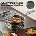FogDream 10” Non Stick Frying Pans, Stainless Steel Skillet with Lid, Tri-Ply Stainless Steel for All Cooktops, Dishwasher and Oven-Safe Cooking Pan, Stay-Cool Handle, Silver - Image 4