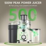 Juicer Machine, 500W Centrifugal Juicer Extractor with 3 Speed & Wide Mouth 3” Feed Chute for Fruit Vegetable, High Yield Juicer Included Cleaning Brush for Easy to Clean - Image 3